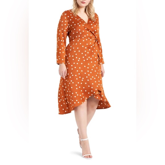 Eloquii Dresses & Skirts - NWT Satin Polka Dot Wrap Dress